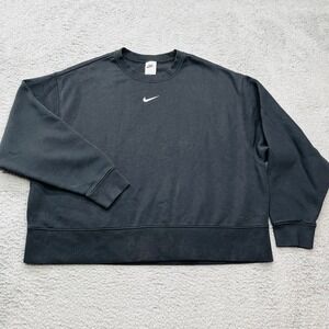 Nike‎ Center Swoosh Sweatshirt Womens 1X Black Oversized Pullover Streetwear